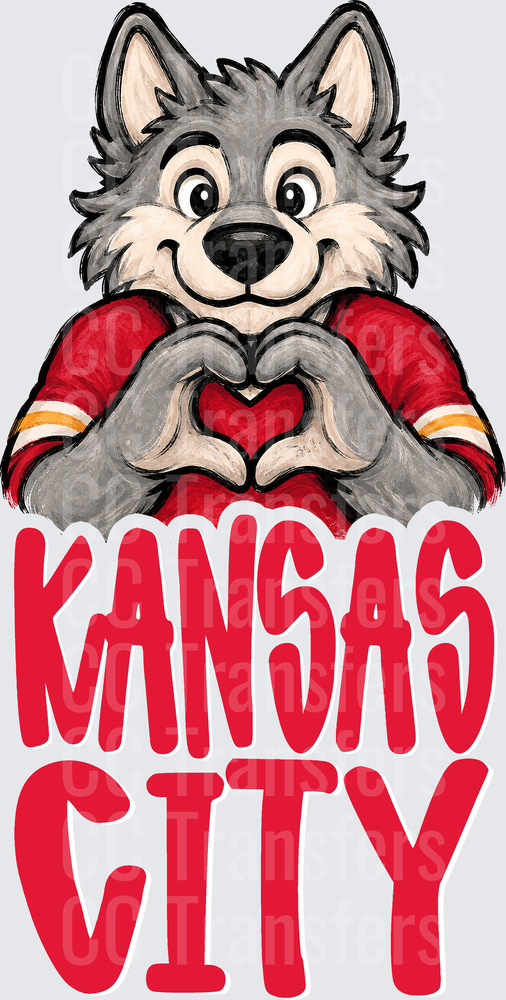 Cute Wolf Making Heart Hands Kansas City (DTF)