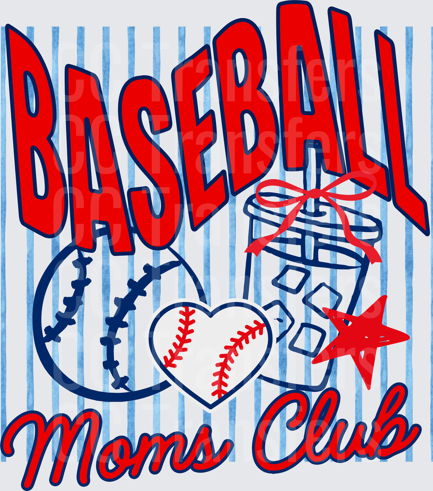 Baseball Moms Club Heart Ball Iced Coffee Star (DTF)