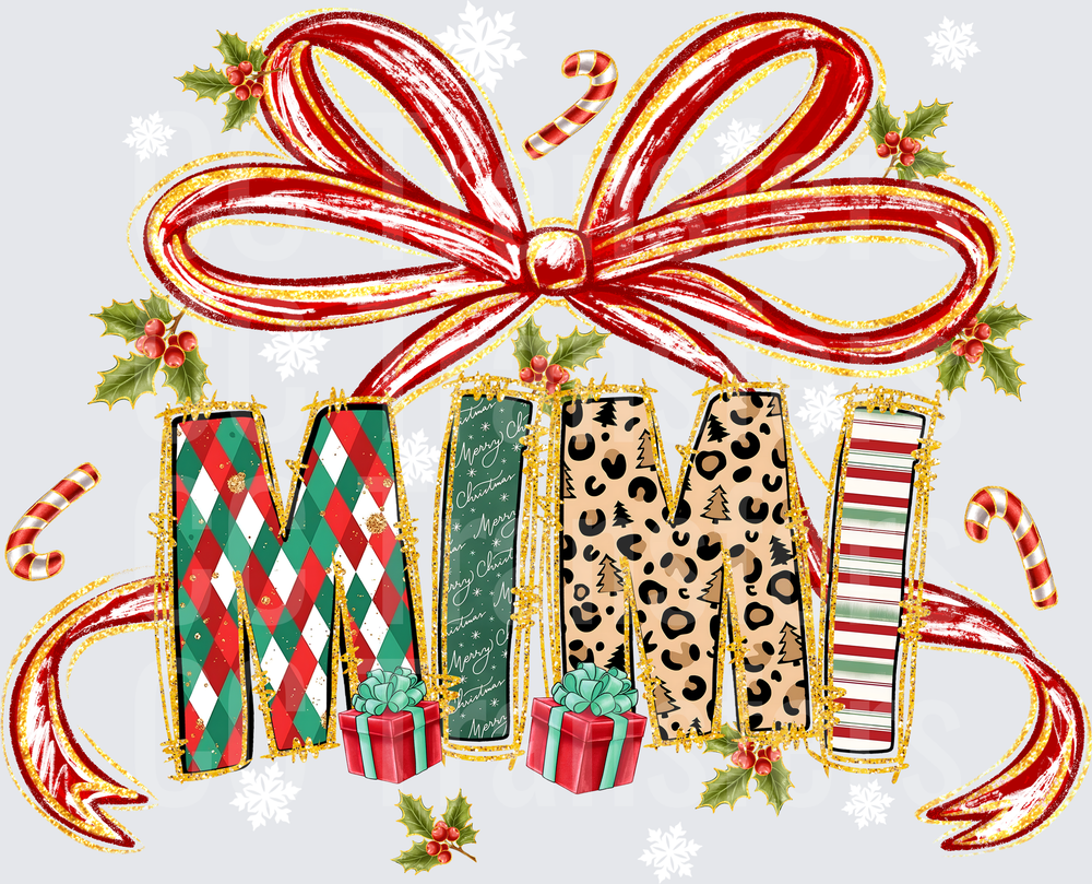 Christmas MiMi Leopard Plaid Stripe Holiday Letters (DTF)