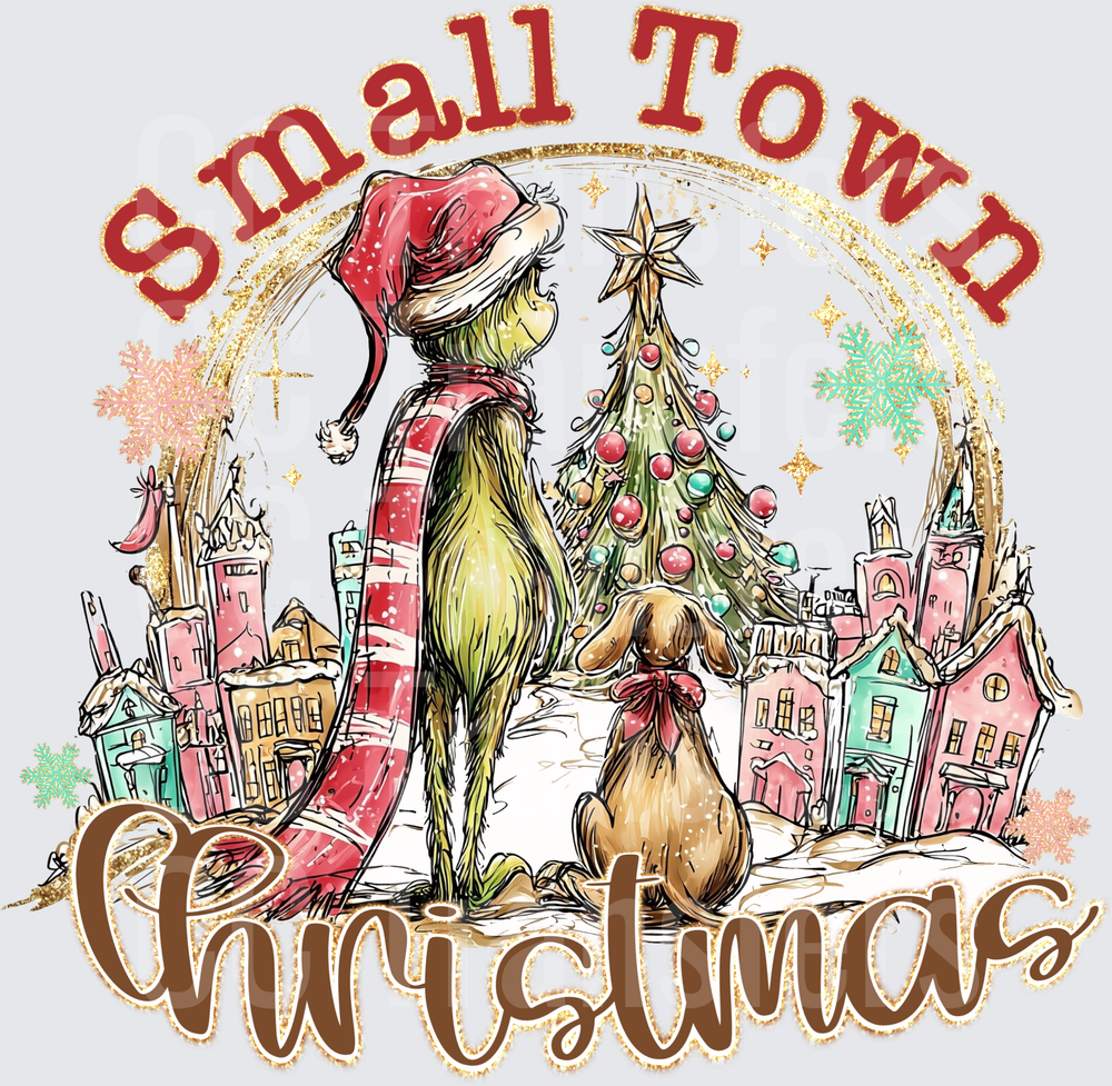 Small Town Christmas Grinch and Max Holiday Village (DTF)