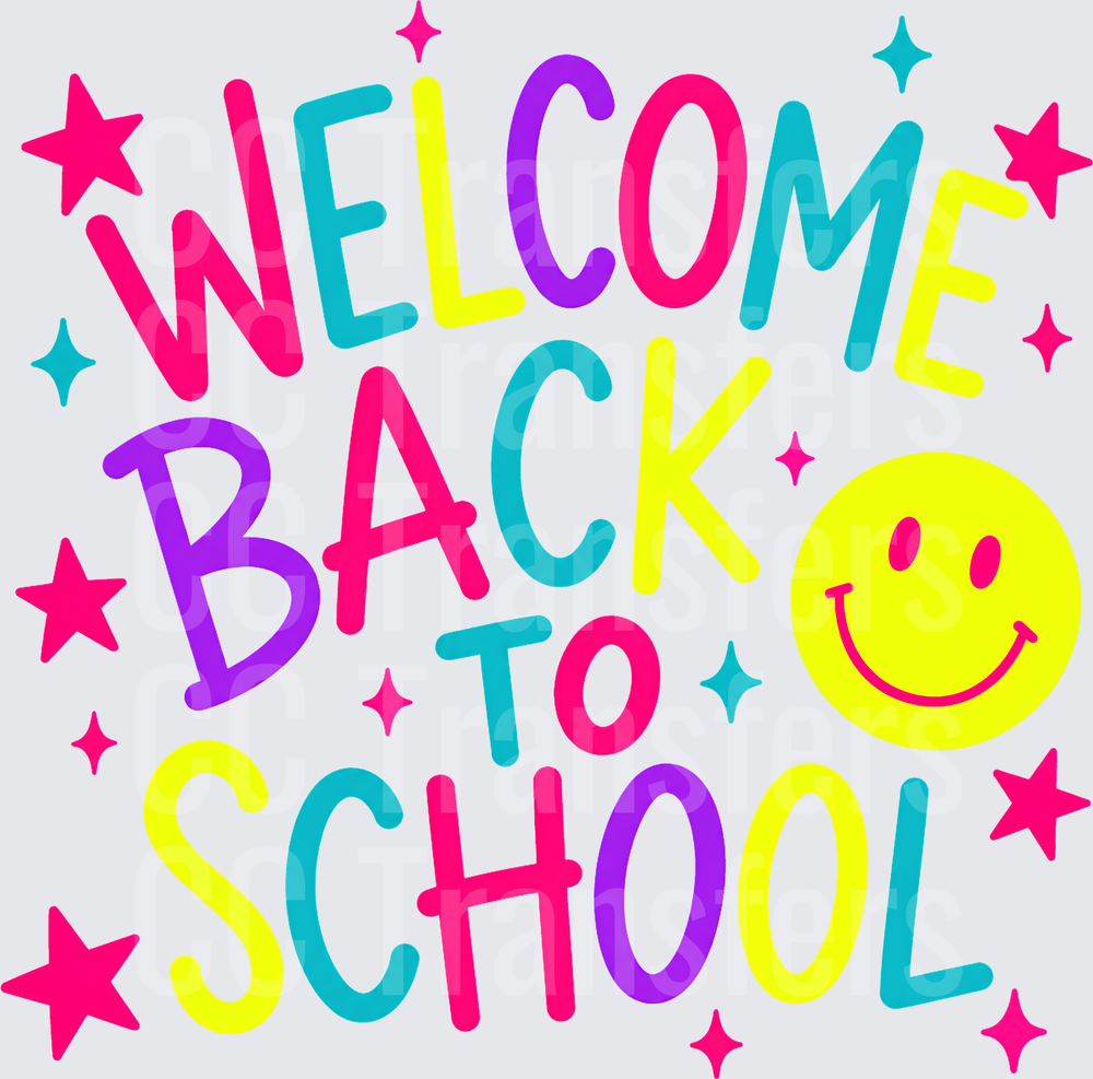 Welcome Back To School Colorful Smiley Stars (DTF)