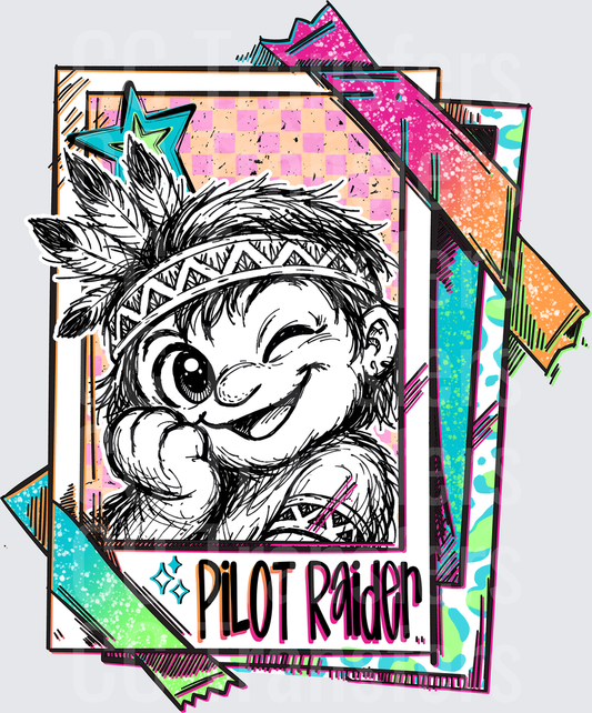 Pilot Raider Winking Cartoon Character Feather Headband (DTF)