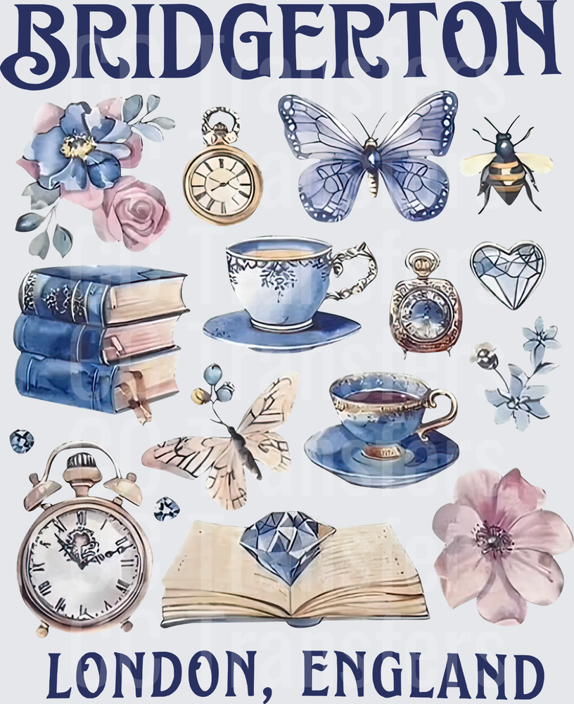 Regency Era London England Watercolor Collage Elements (DTF)