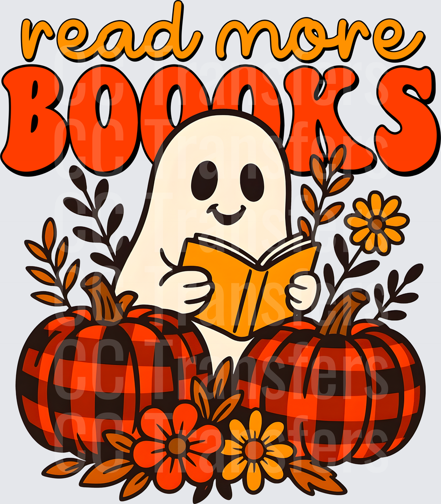 Read More Booooks Cute Ghost Halloween Fall Pumpkins (DTF)