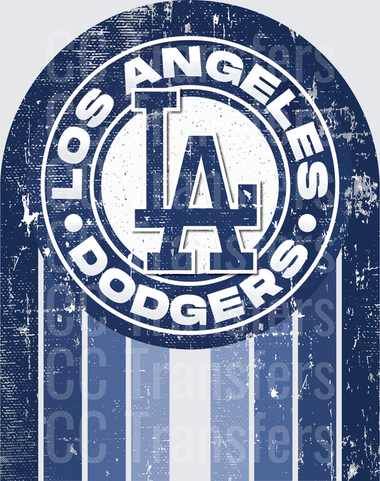 Vintage Distressed LA Baseball Circle Logo Stripe Arch (DTF)