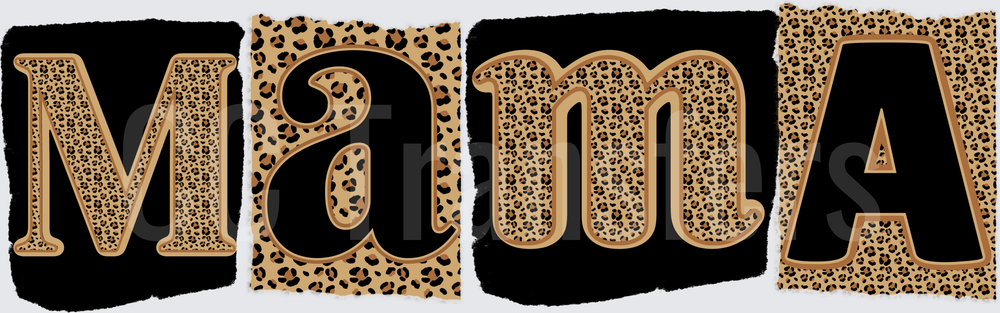 Mama Leopard Print Mixed Font Block Letters (DTF)