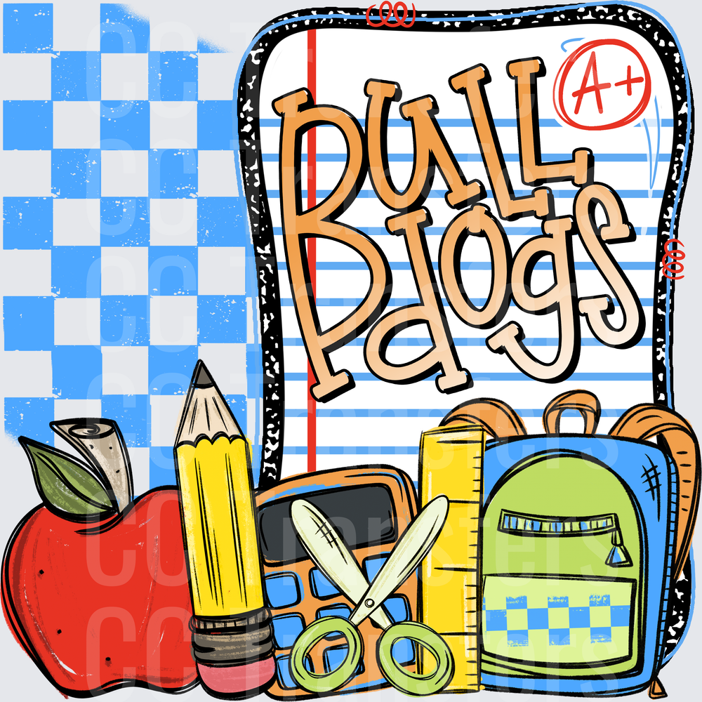 Bulldogs School Supply Back to School Notebook Design (DTF)