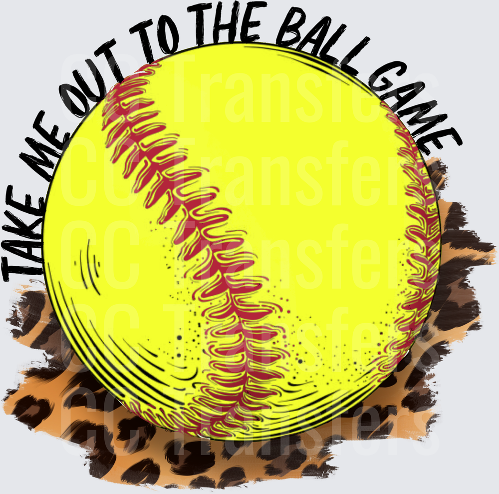 Take Me Out To The Ball Game Softball Leopard (DTF)