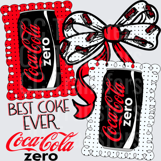 Best Coke Ever Zero Sugar Soda Cans Bow Bundle (DTF)