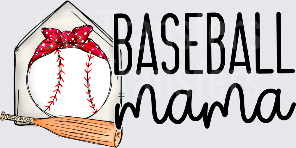 Baseball Mama Home Plate Bat Bow Graphic (DTF)