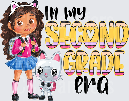 In My Second Grade Era Girl with Cat Ears and Kitten (DTF)