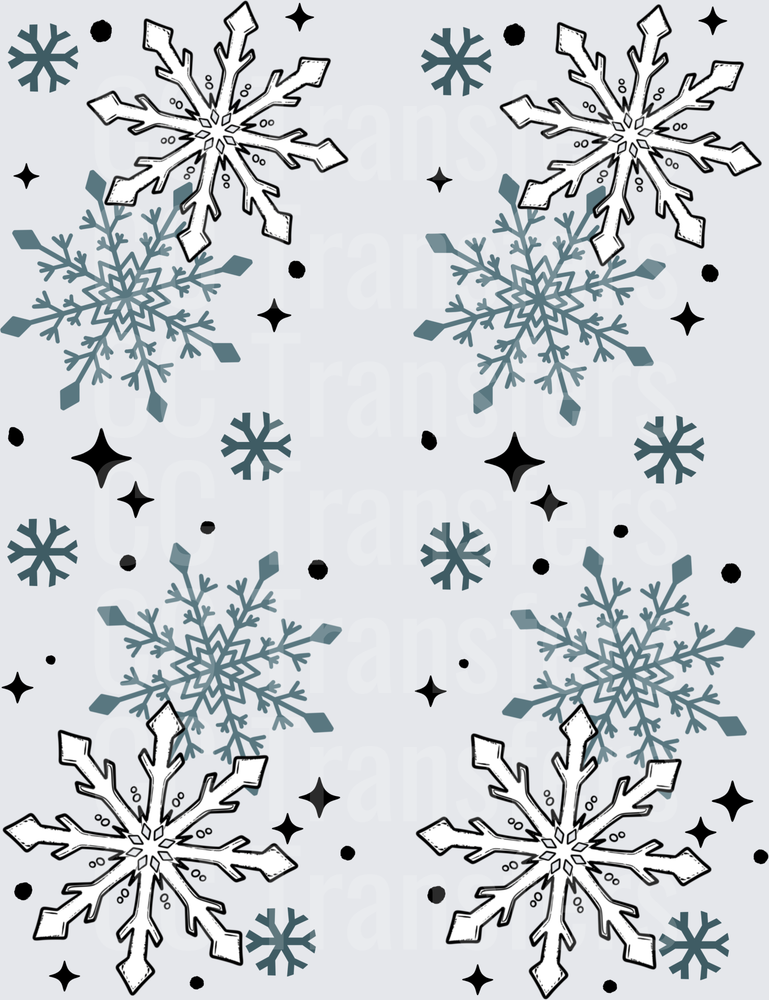 Layered Snowflake Duo with Stars and Dots Repeat (DTF)