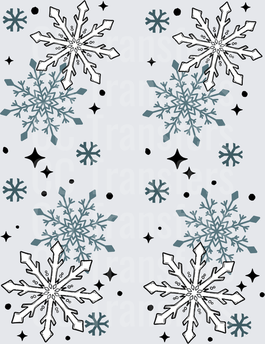 Layered Snowflake Duo with Stars and Dots Repeat (DTF)