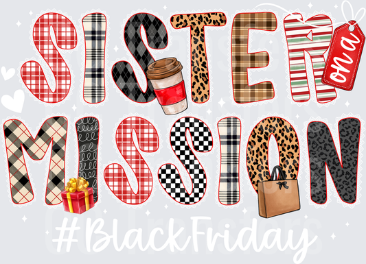 Sister On A Mission Holiday Patterned Letters (DTF)