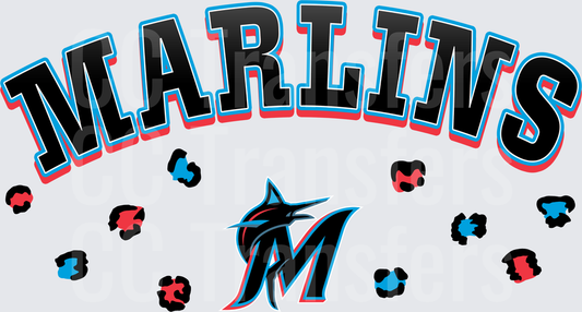 Miami Baseball Arched Wordmark Cheetah Print Logo (DTF)