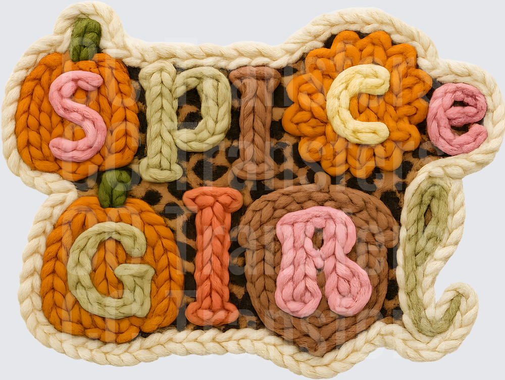 Chunky Yarn Spice Girl Fall Pumpkin Leopard Print (DTF)