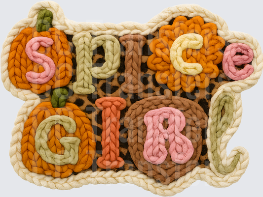 Chunky Yarn Spice Girl Fall Pumpkin Leopard Print (DTF)
