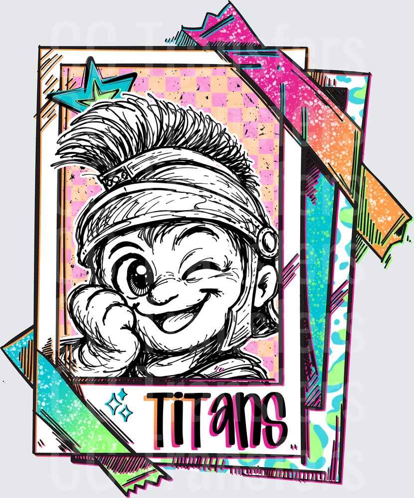 Titans Mascot Winking Warrior Retro Trading Card (DTF)