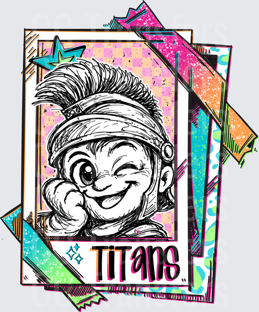 Titans Mascot Winking Warrior Retro Trading Card (DTF)
