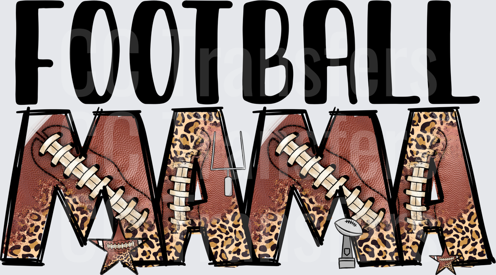 Football Mama Leopard Print Letter Design (DTF)