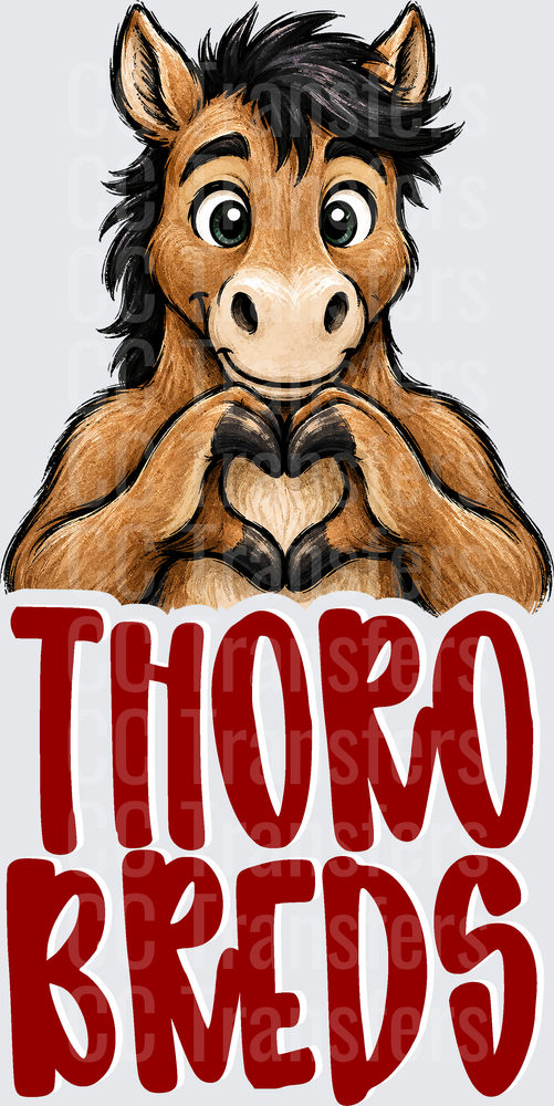 Cute Cartoon Horse Making Heart Hand Gesture Thoroughbreds (DTF)