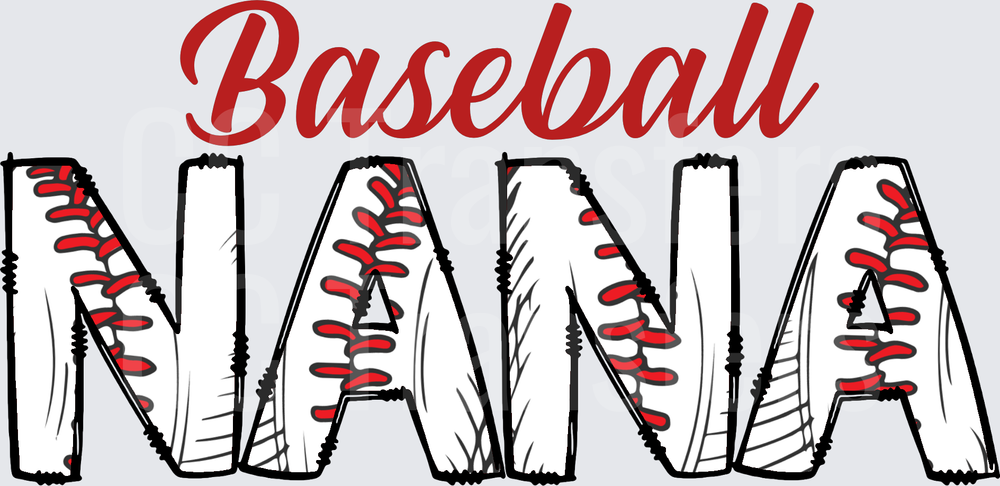Baseball Nana Lettering with Stitching Design (DTF)