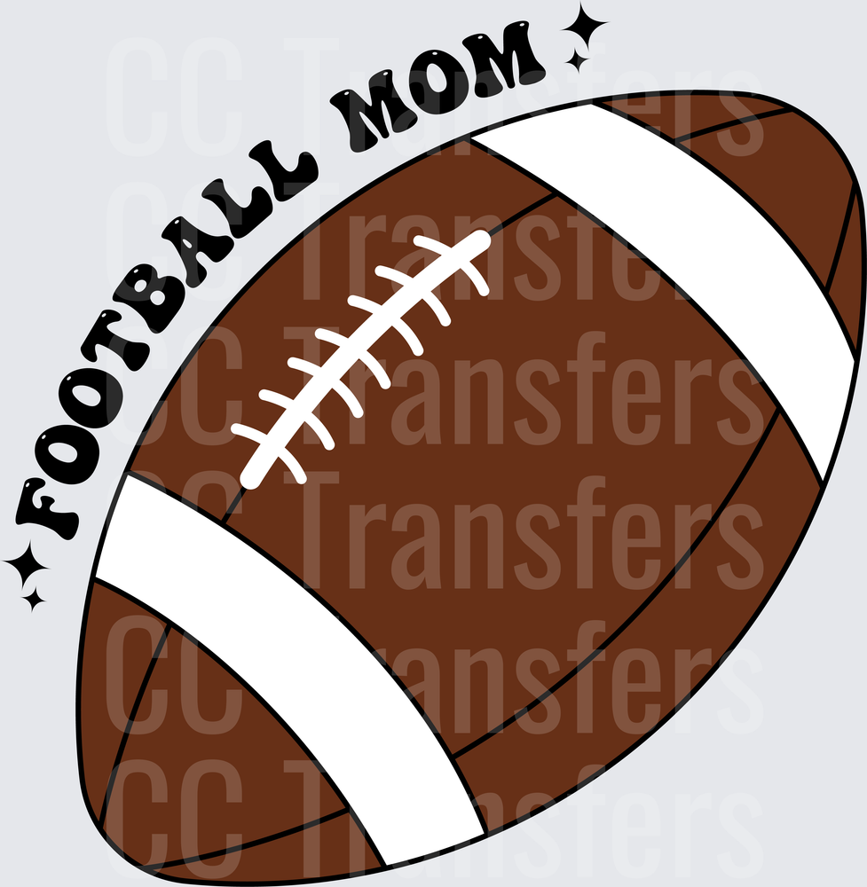 Football Mom Retro Groovy Ball with Sparkles (DTF)