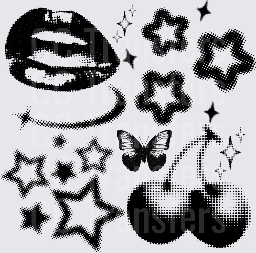 Y2K Halftone Lips Butterfly Stars Cherries Bundle (DTF)