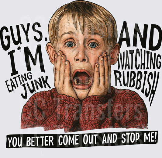 Shocked Boy Eating Junk Watching Rubbish Stop Me (DTF)