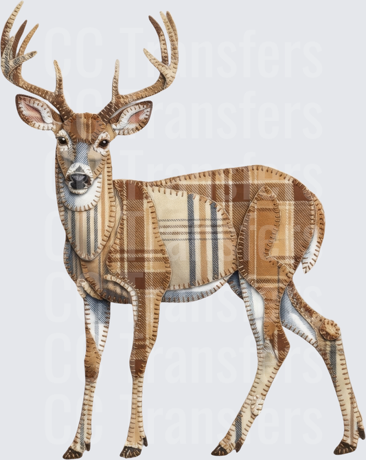 Patchwork Plaid Whitetail Buck Deer Quilt Style (DTF)