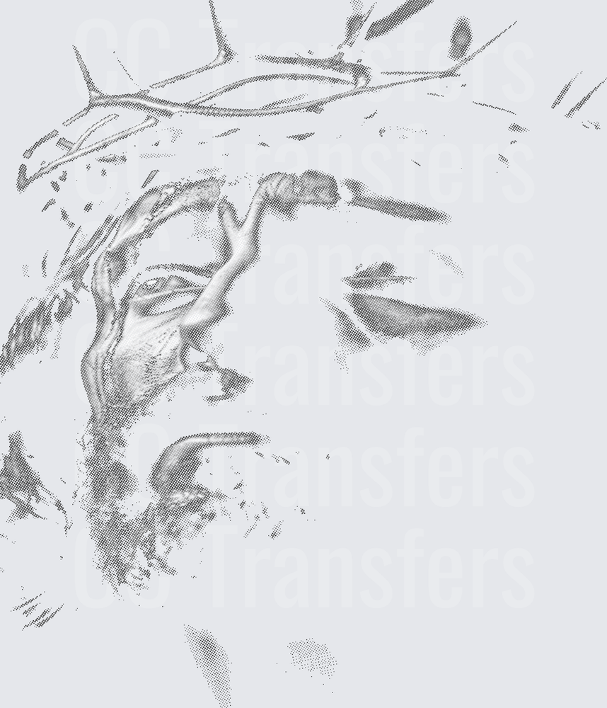 Halftone Sketch Jesus Crown of Thorns Face (DTF)