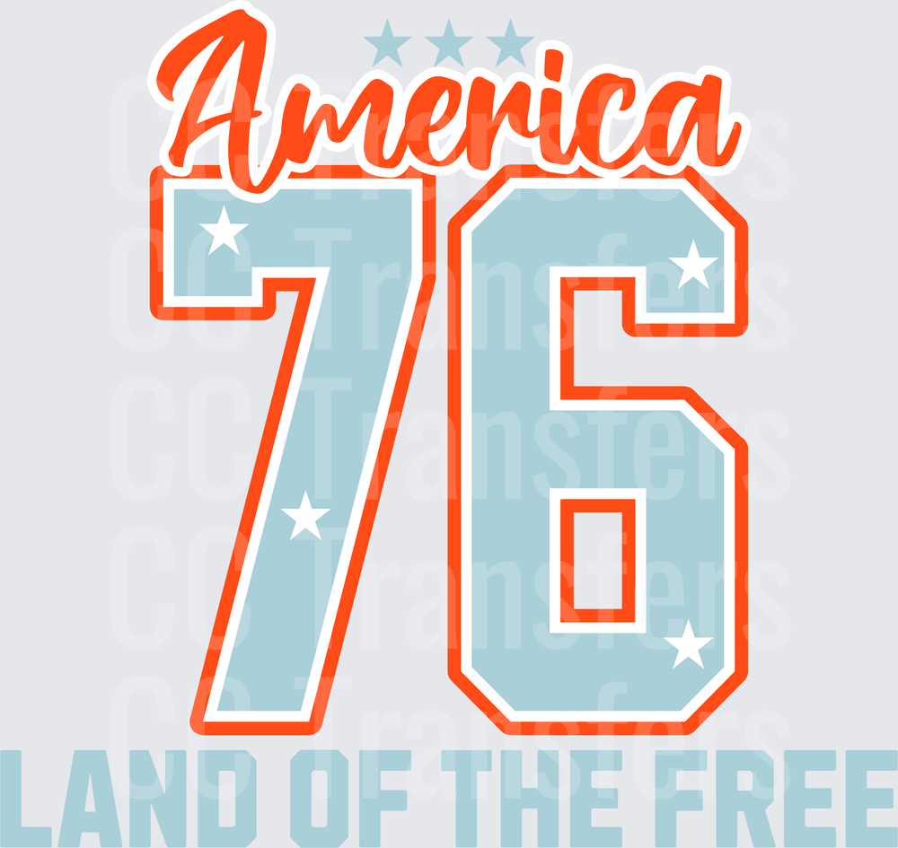 America 76 Land of the Free Stars Varsity Graphic (DTF)