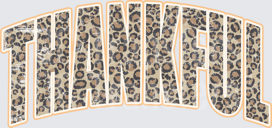Thankful Arched Leopard Print Distressed Letters (DTF)