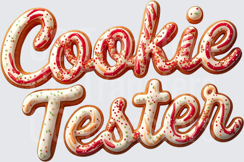 Cookie Tester Iced Gingerbread Script Letter Design (DTF)