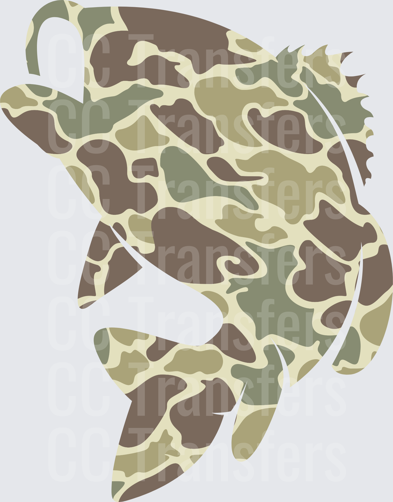 Jumping Bass Fish Retro Camo Pattern (DTF)