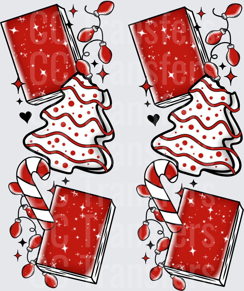 Red Books Christmas Tree Candy Cane Holiday Lights (DTF)