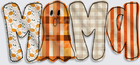 Fall Mama Ghost Halloween Pumpkin Plaid Letters (DTF)