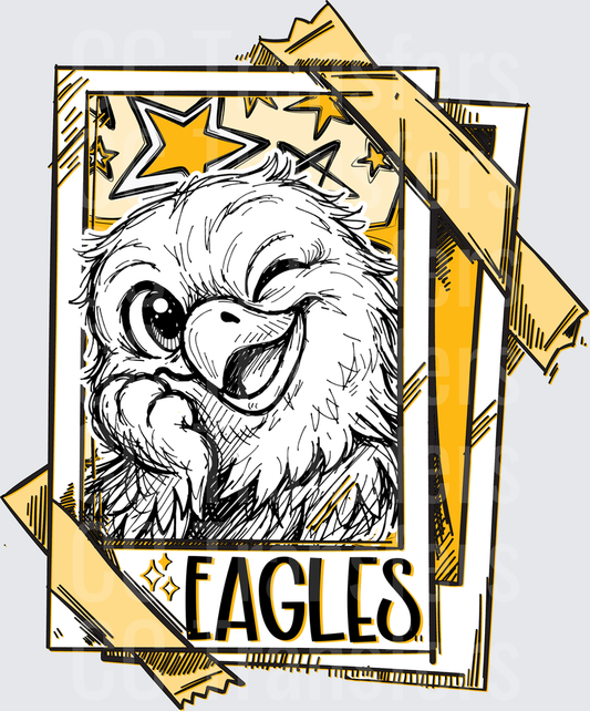 Winking Eagle Mascot Stars Sketch Card Eagles (DTF)