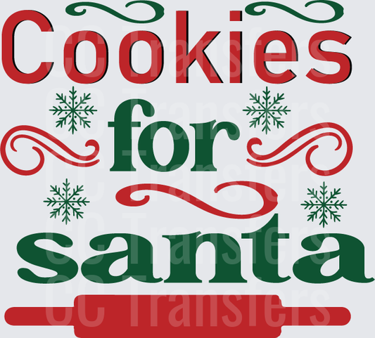 Cookies For Santa Christmas Snowflake Rolling Pin (DTF)