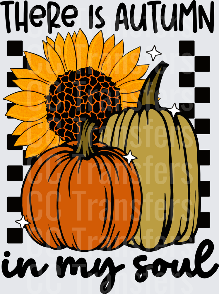 There Is Autumn In My Soul Pumpkins Sunflower Checkered (DTF)