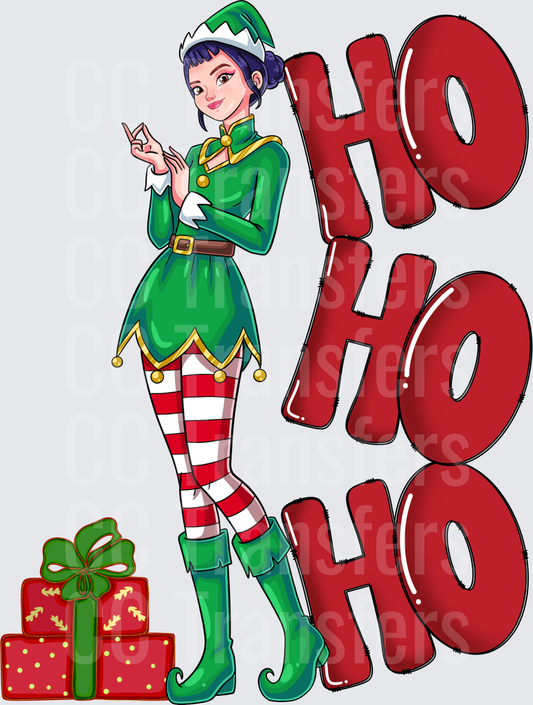 Sexy Christmas Elf Girl Ho Ho Ho Holiday (DTF)