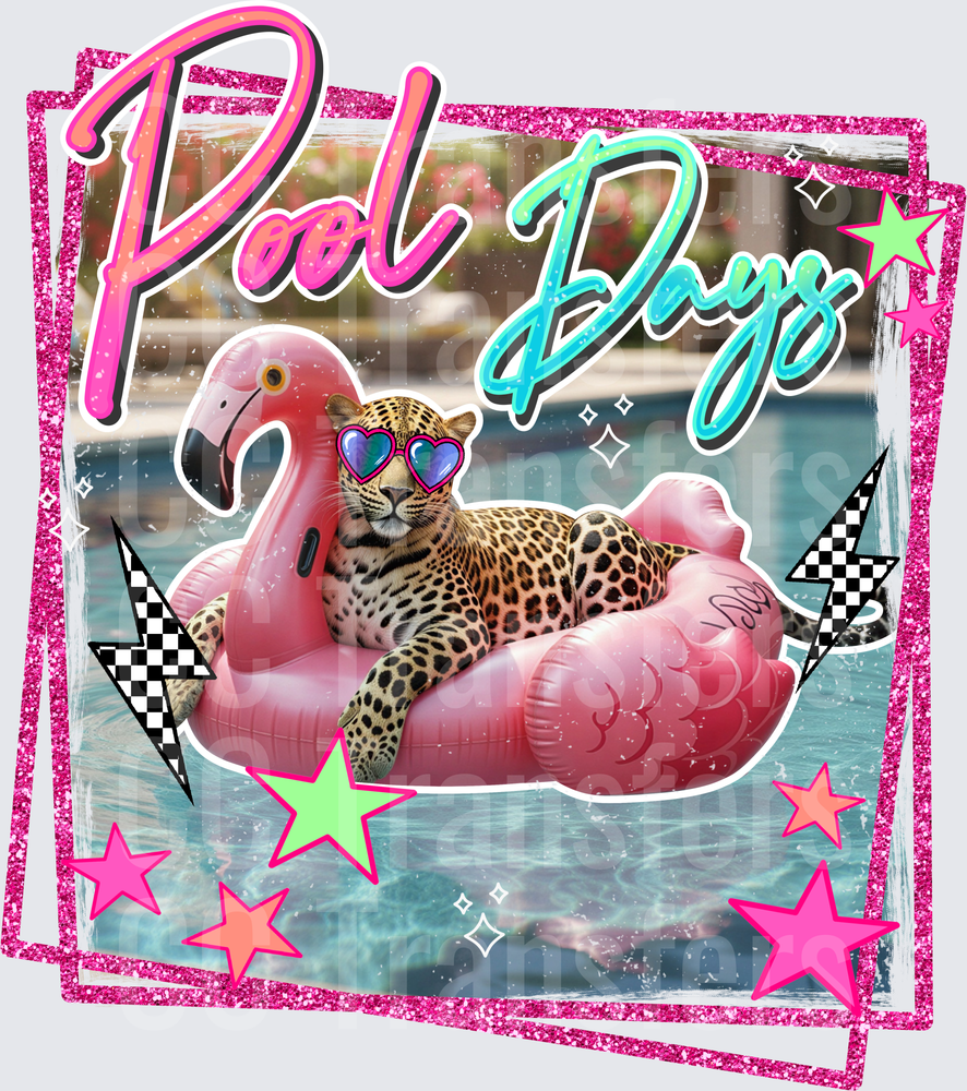 Pool Days Leopard on Flamingo Float Summer (DTF)