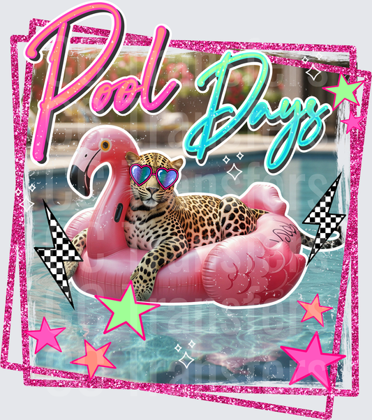 Pool Days Leopard on Flamingo Float Summer (DTF)