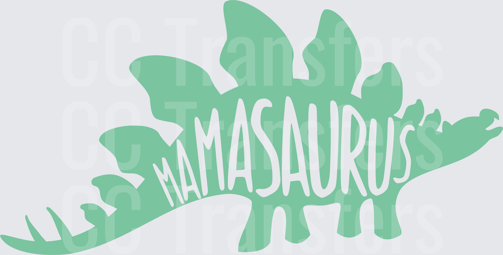 Mamasaurus Stegosaurus Silhouette Mint Green (DTF)
