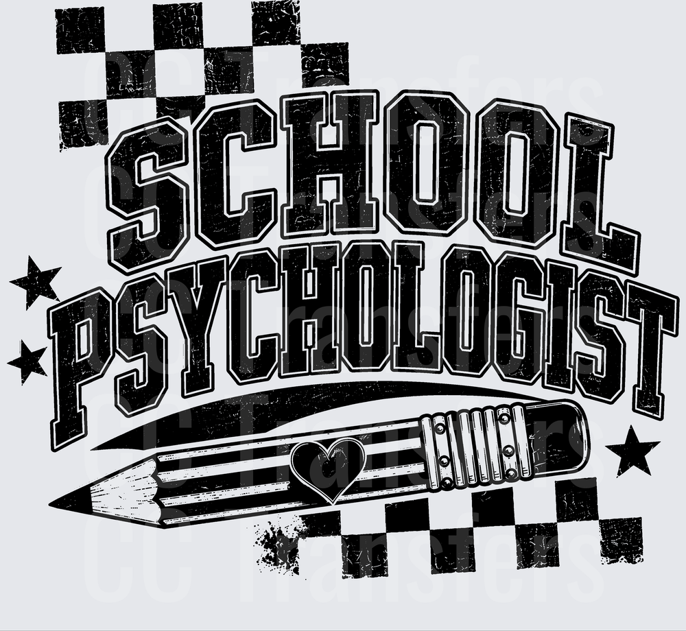School Psychologist Vintage Checkered Pencil Heart Design (DTF)