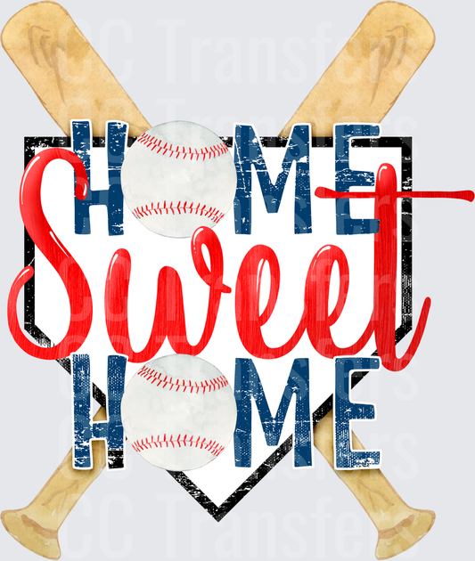 Home Sweet Home Baseball Crossed Bats Design (DTF)