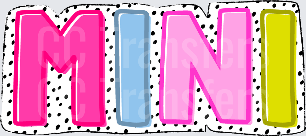 Colorful Bold MINI Letters Polka Dot Background (DTF)