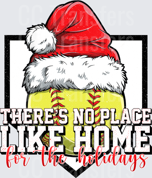 Christmas Softball Santa Hat There's No Place Like Home (DTF)