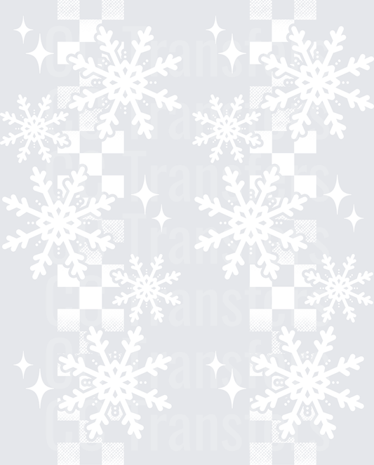 Black and White Checkered Snowflakes with Sparkles (DTF)