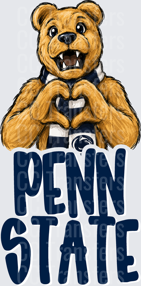Nittany Lion Mascot Heart Hands Penn State (DTF)